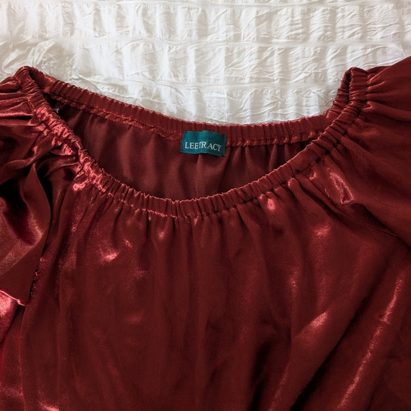 Red Off-Shoulder Ruffle Blouse - Picture 3 of 3